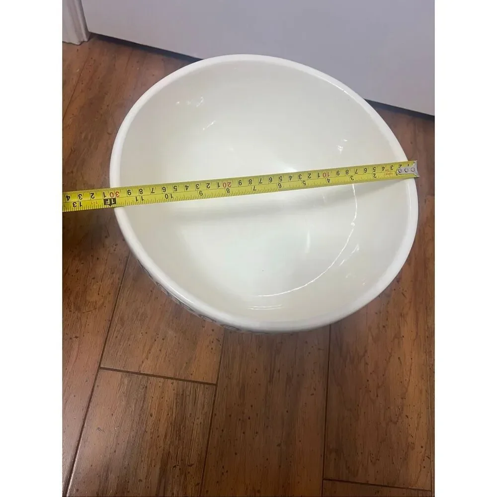 Vintage Large Heavy Pottery Popcorn Serving Bow Or Mixing Bowl